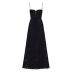 Corset Maxi Jurk van Organza Jacquard met Vetersluiting Dames | Yara