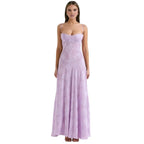Corset Maxi Jurk van Organza Jacquard met Vetersluiting Dames | Yara