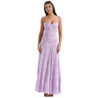 Corset Maxi Jurk van Organza Jacquard met Vetersluiting Dames | Yara
