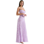 Corset Maxi Jurk van Organza Jacquard met Vetersluiting Dames | Yara