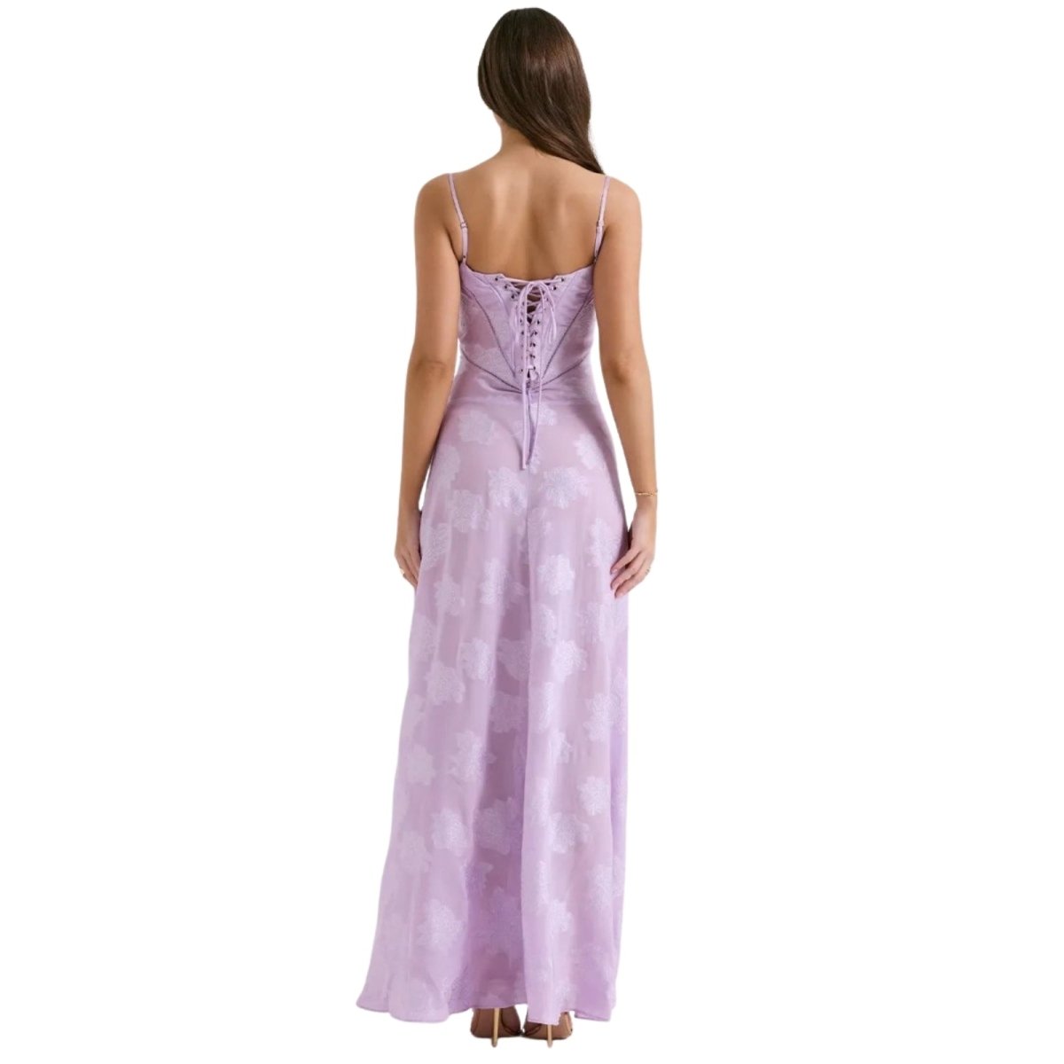 Corset Maxi Jurk van Organza Jacquard met Vetersluiting Dames | Yara