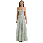 Corset Maxi Jurk van Organza Jacquard met Vetersluiting Dames | Yara
