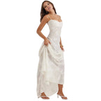 Corset Maxi Jurk van Organza Jacquard met Vetersluiting Dames | Yara