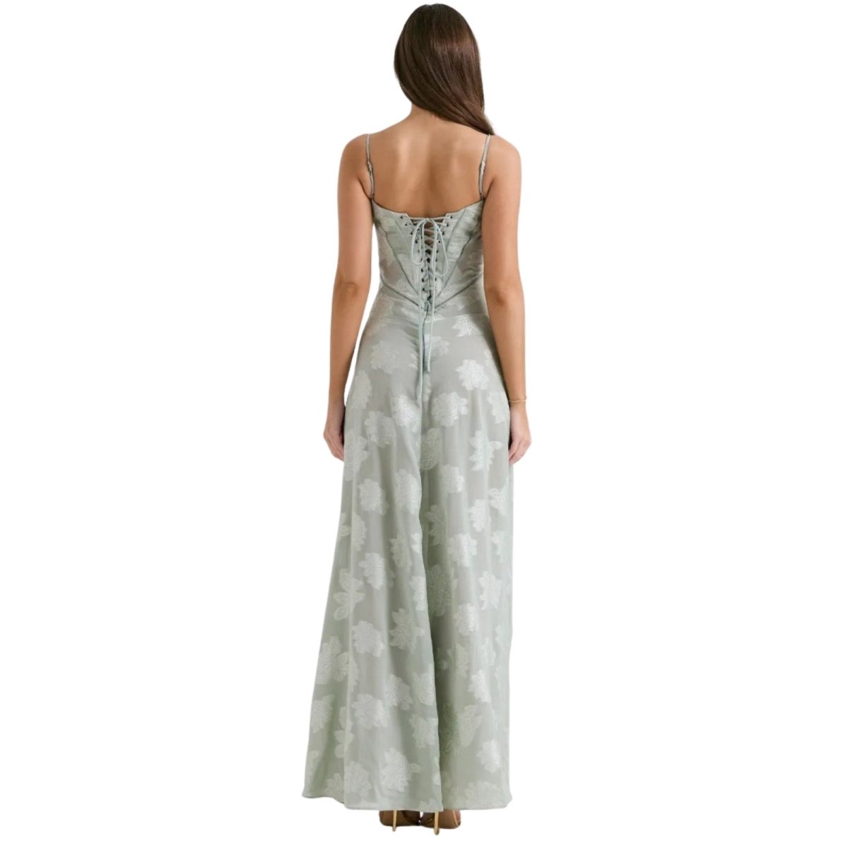Corset Maxi Jurk van Organza Jacquard met Vetersluiting Dames | Yara