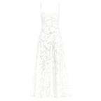 Corset Maxi Jurk van Organza Jacquard met Vetersluiting Dames | Yara