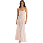 Corset Maxi Jurk van Organza Jacquard met Vetersluiting Dames | Yara