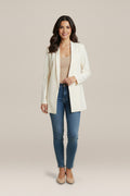 Blazer Dames Open Model – Lange Getailleerde Colbert — Clarisse – Crème – vooraanzicht