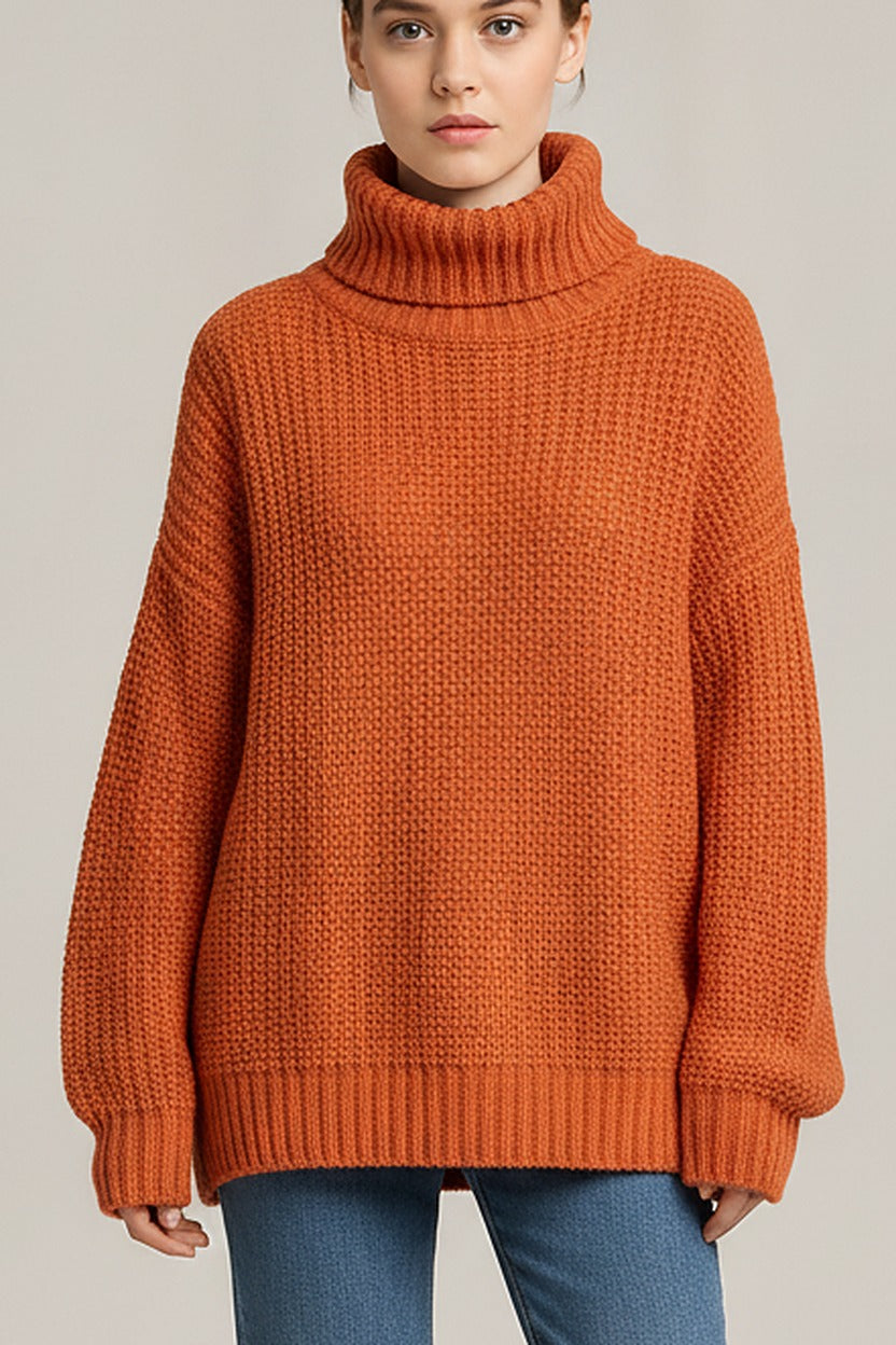 Grofgebreide Coltrui Dames – Oversized Wintertrui – close-up