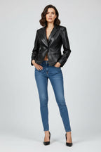 Dames Blazer Zahara - Leren Look en Reverskraag