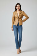 Dames Blazer Zahara - Leren Look en Reverskraag