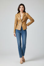 Dames Blazer Zahara - Leren Look en Reverskraag