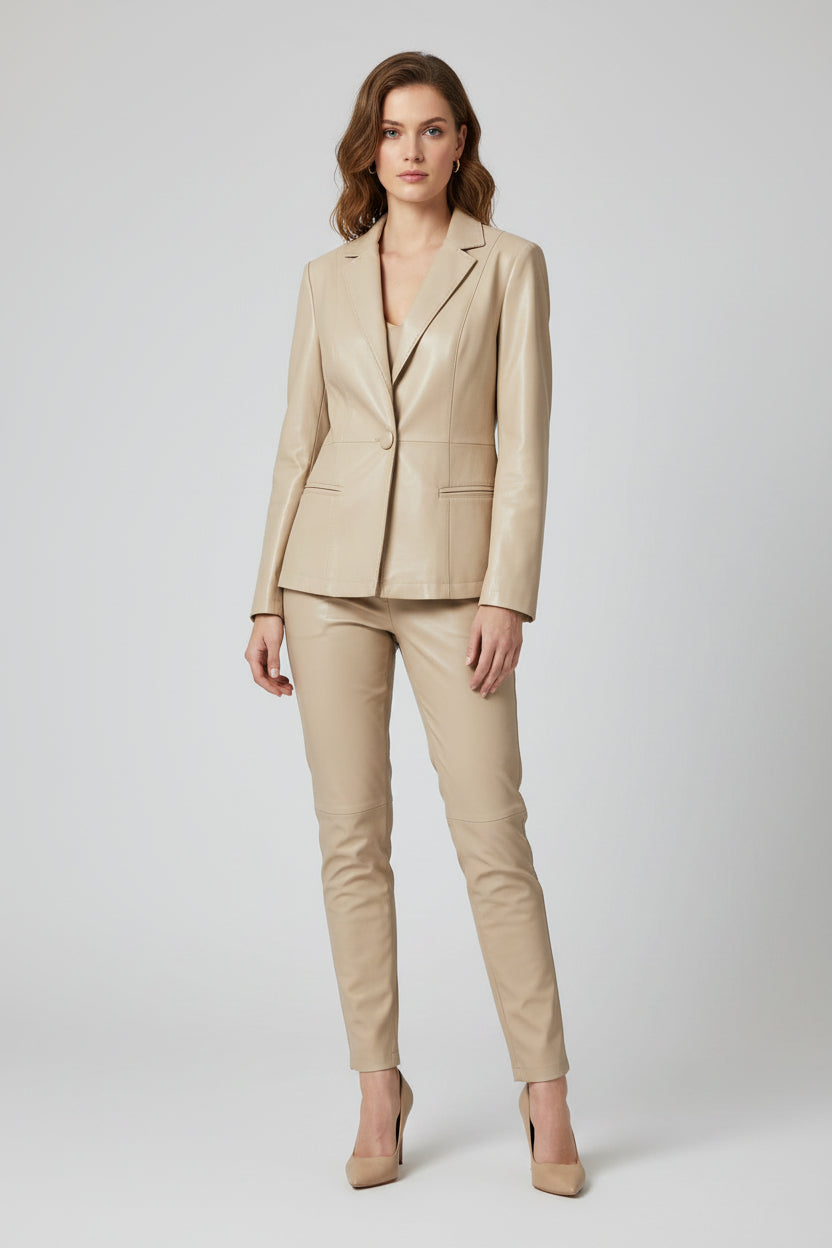 Dames Blazer Zahara - Leren Look en Reverskraag