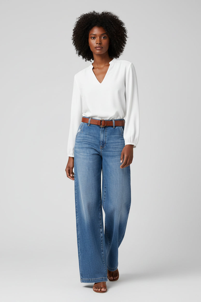 Dames Jeans Elowen - Hoge Taille en Wijde Pijpen