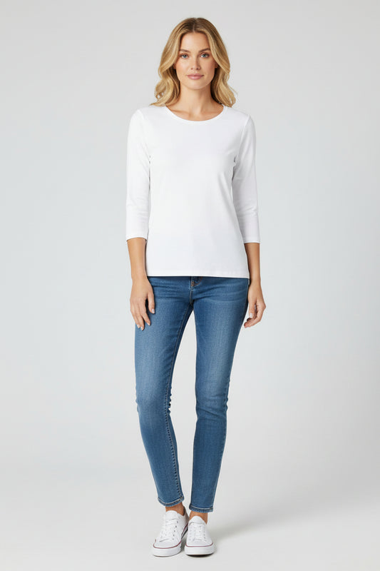 Dames T-Shirt Yara - Ronde Hals en Driekwart Mouw