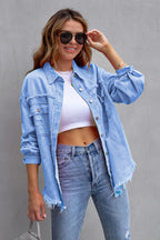 Denim Blouse Dames Elvira - Ripped Details en Relaxed Fit
