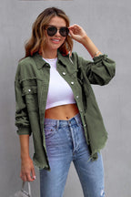 Denim Blouse Dames Elvira - Ripped Details en Relaxed Fit