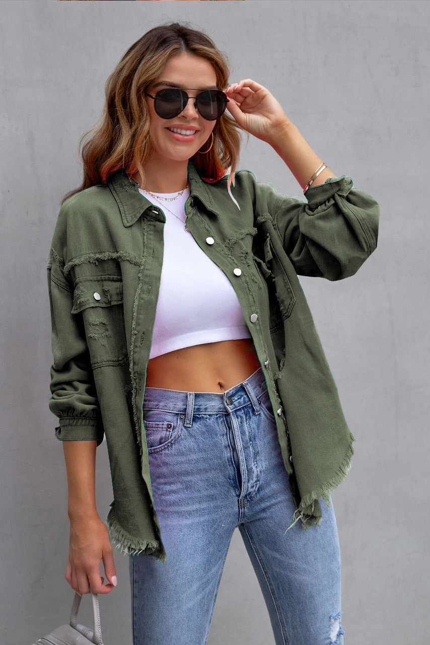 Denim Blouse Dames Elvira - Ripped Details en Relaxed Fit