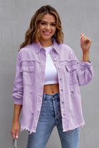 Denim Blouse Dames Elvira - Ripped Details en Relaxed Fit