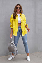 Denim Blouse Dames Elvira - Ripped Details en Relaxed Fit