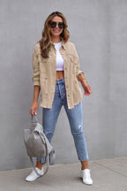 Denim Blouse Dames Elvira - Ripped Details en Relaxed Fit