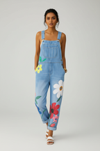 Denim Jumpsuit Dames Bloemenprint Katoen Zomer | Margot