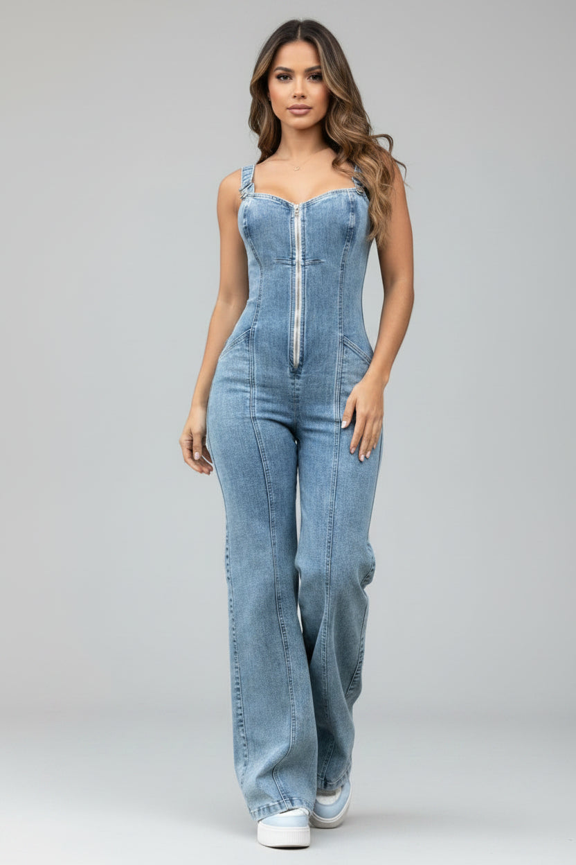Denim Jumpsuit Dames Brisa - Mouwloos en Denim Look