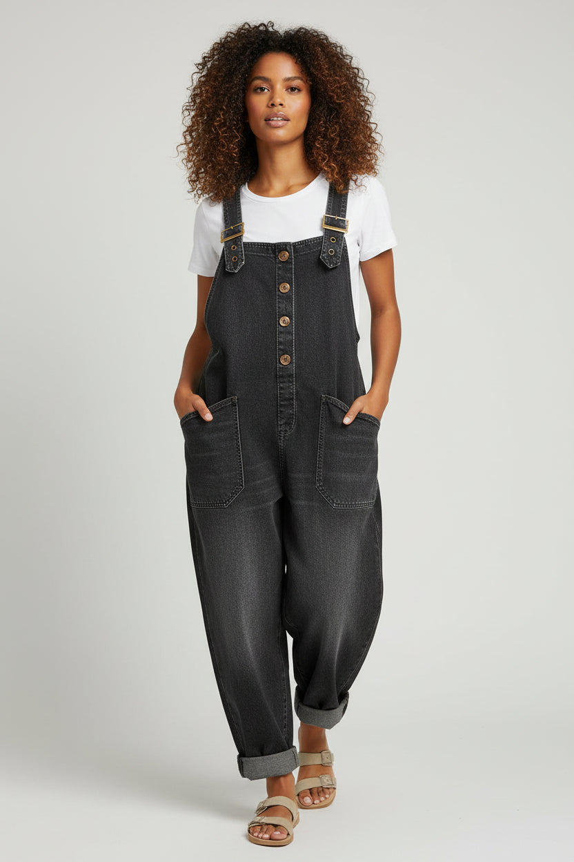 Denim Tuinbroek Dames Rocio - Wijde Pijpen en Denim Look