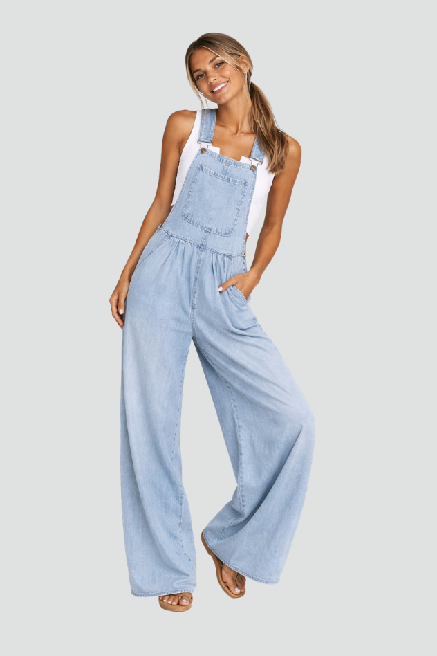 Denim Tuinbroek Dames Selene - Wijde Pijpen en Zakken