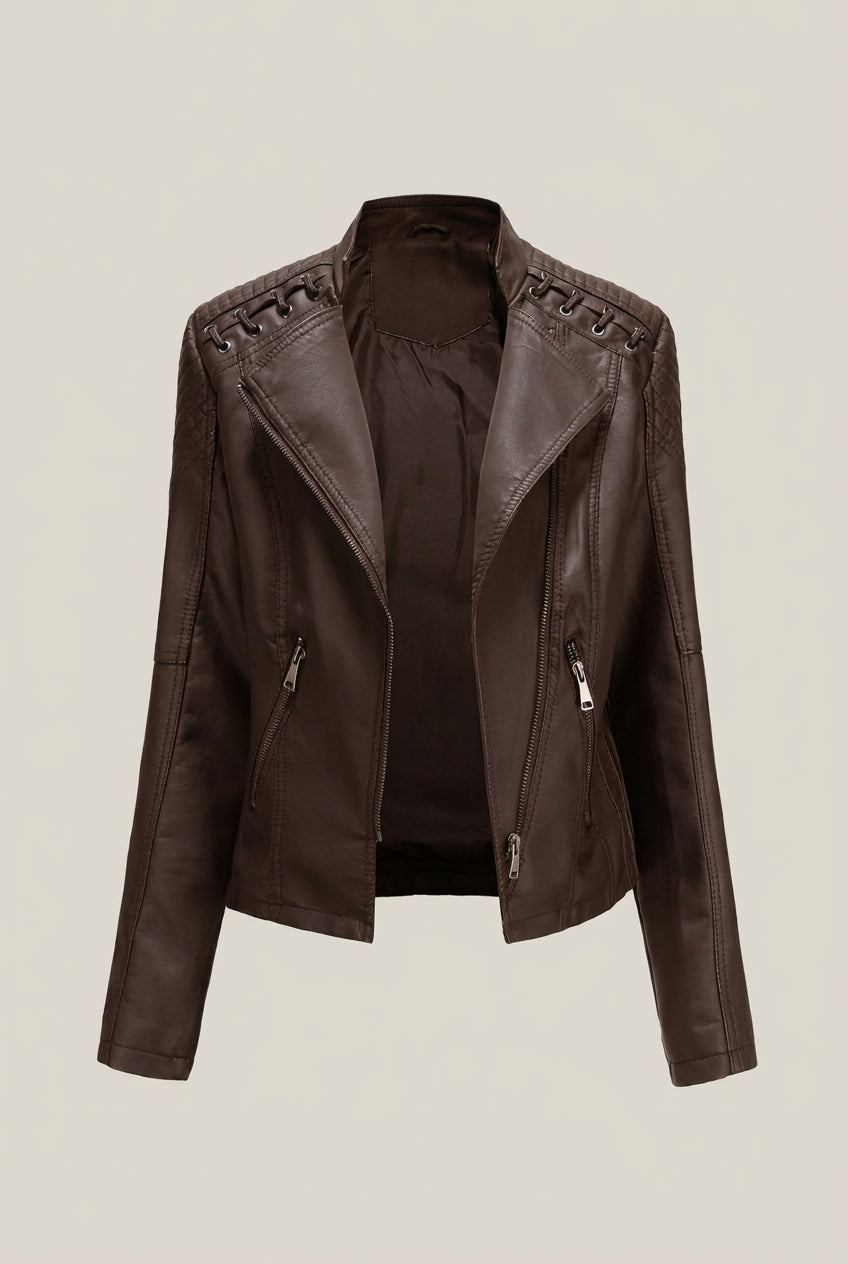 Biker Jasje met Rits en Leerlook — Nina – productfoto zonder model