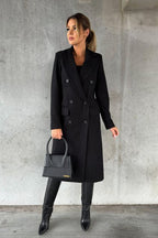 Double-Breasted Wollen Jas met Kasjmier Blend Dames | Elegant | Anuska