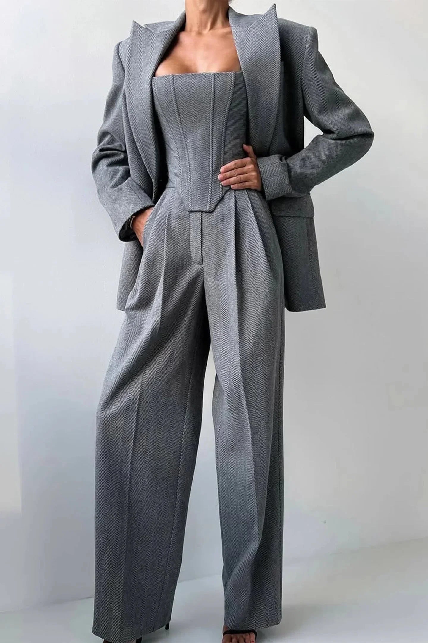 Driedelig Getailleerd Set Dames | Aansluitende Top & Broek | Triara