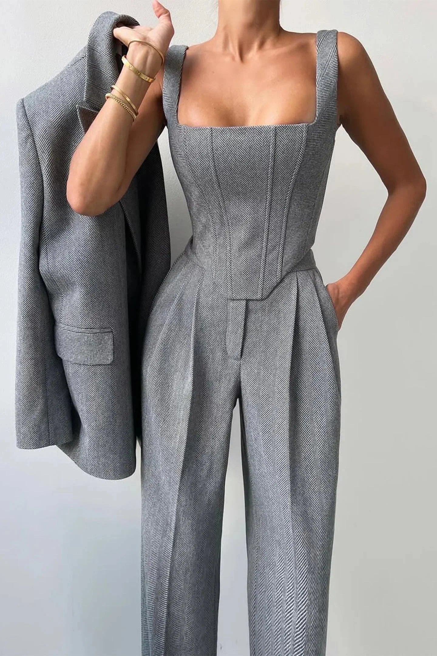 Driedelig Getailleerd Set Dames | Aansluitende Top & Broek | Triara