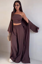 Driedelige Dames Set Liora - Lang Vest en Wijde Broek