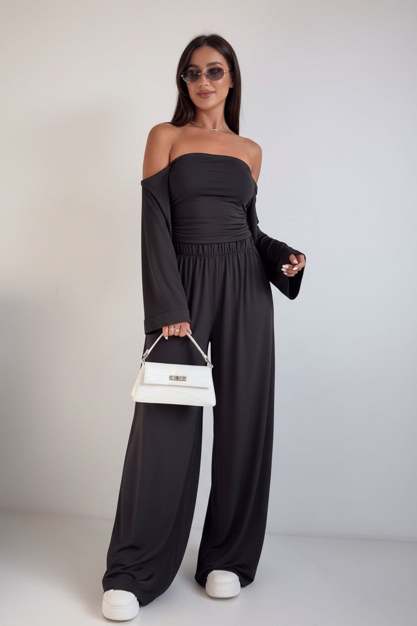 Driedelige Dames Set Liora - Lang Vest en Wijde Broek