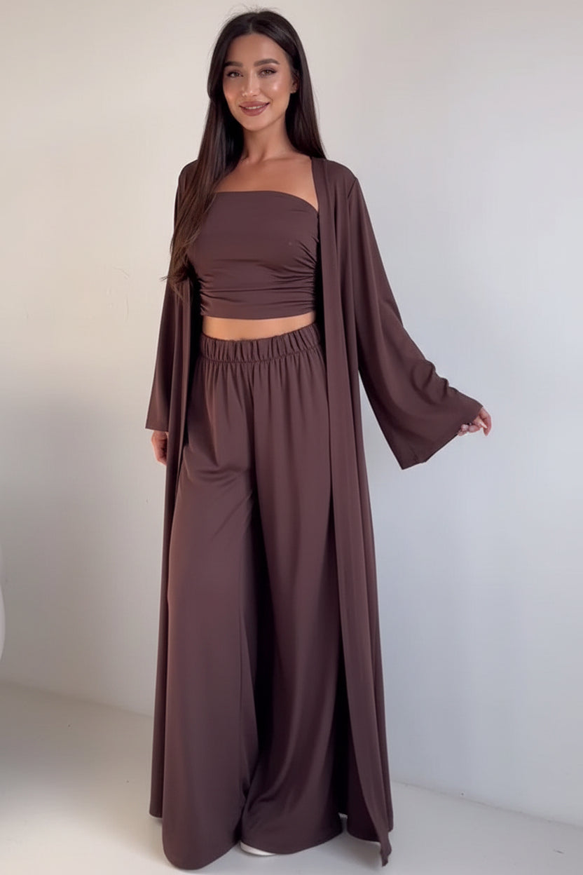 Driedelige Dames Set Liora - Lang Vest en Wijde Broek