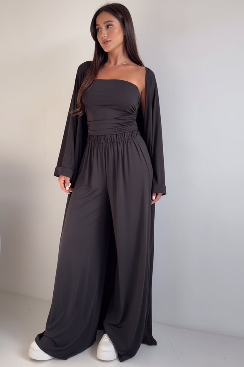 Driedelige Dames Set Liora - Lang Vest en Wijde Broek