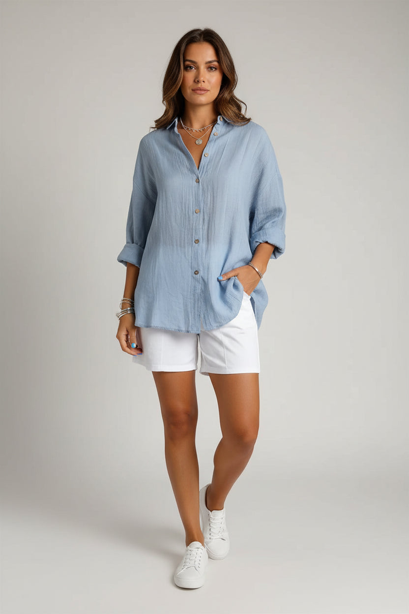 Elegante Blouse Dames Casual Zakelijk met Plooien | Soraya
