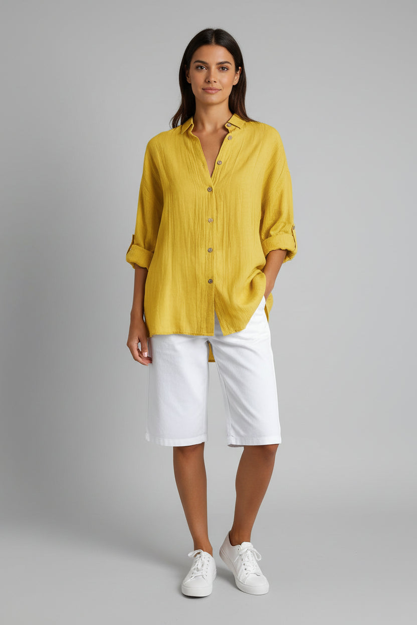 Elegante Blouse Dames Casual Zakelijk met Plooien | Soraya