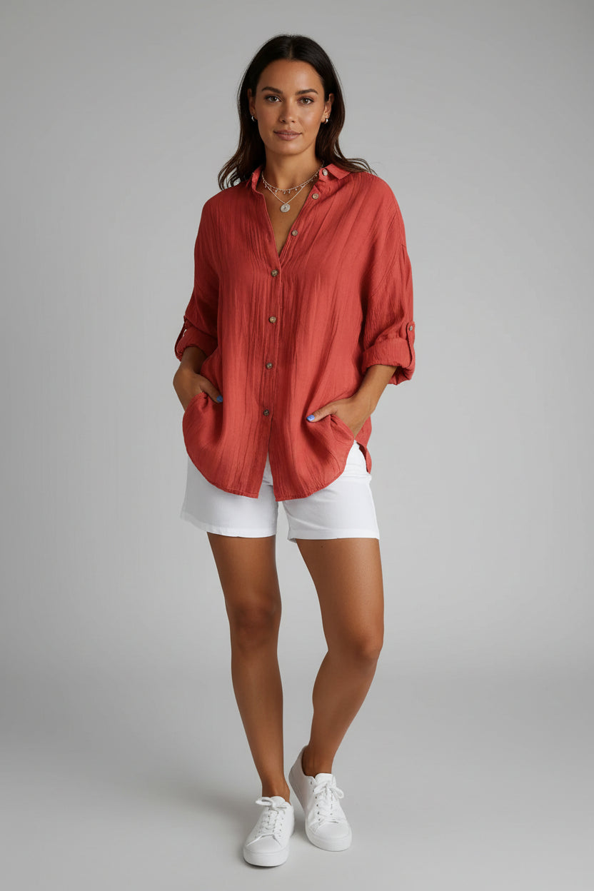 Elegante Blouse Dames Casual Zakelijk met Plooien | Soraya