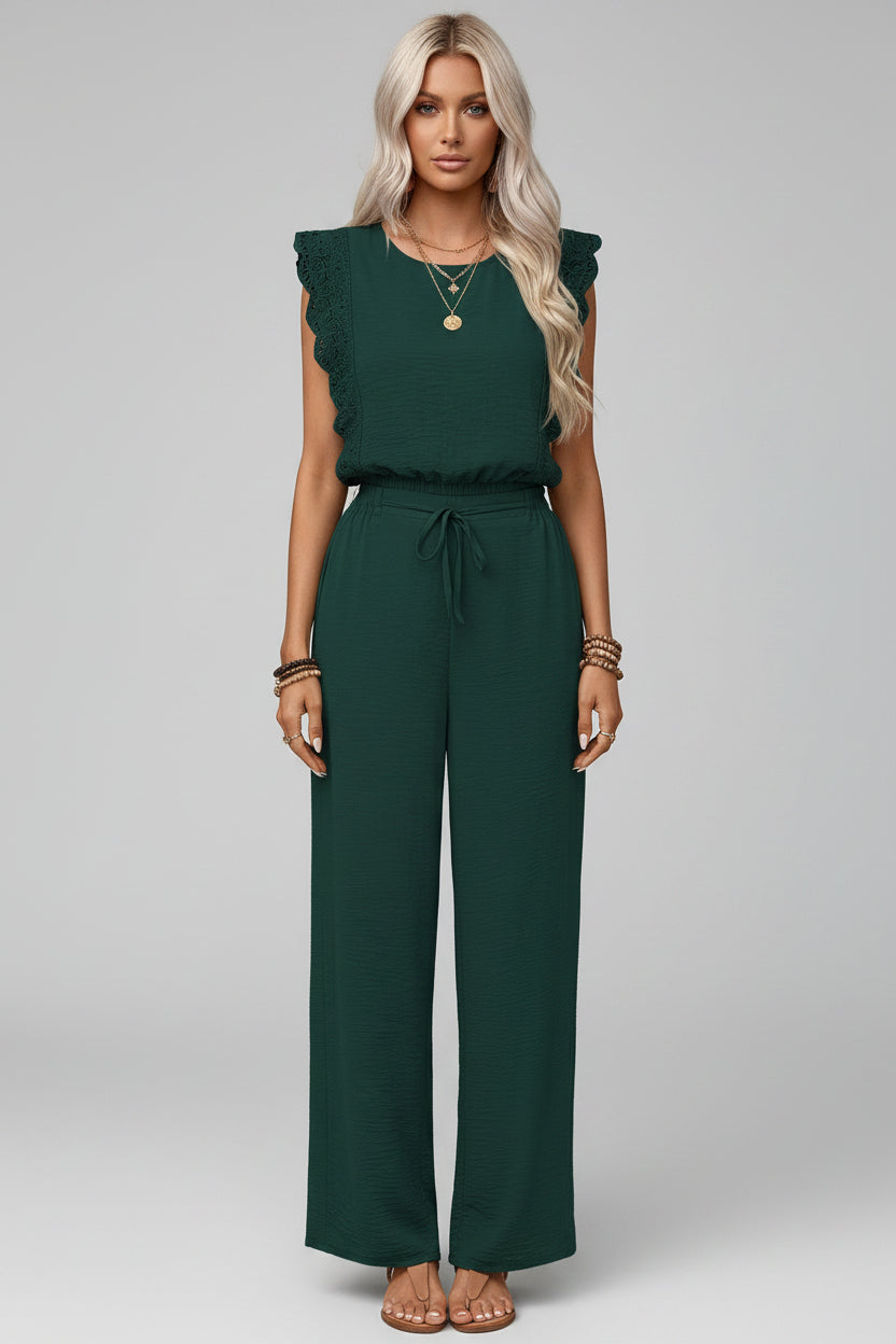 Elegante Set Dames Kantdetails Blouse en Broek | Céleste