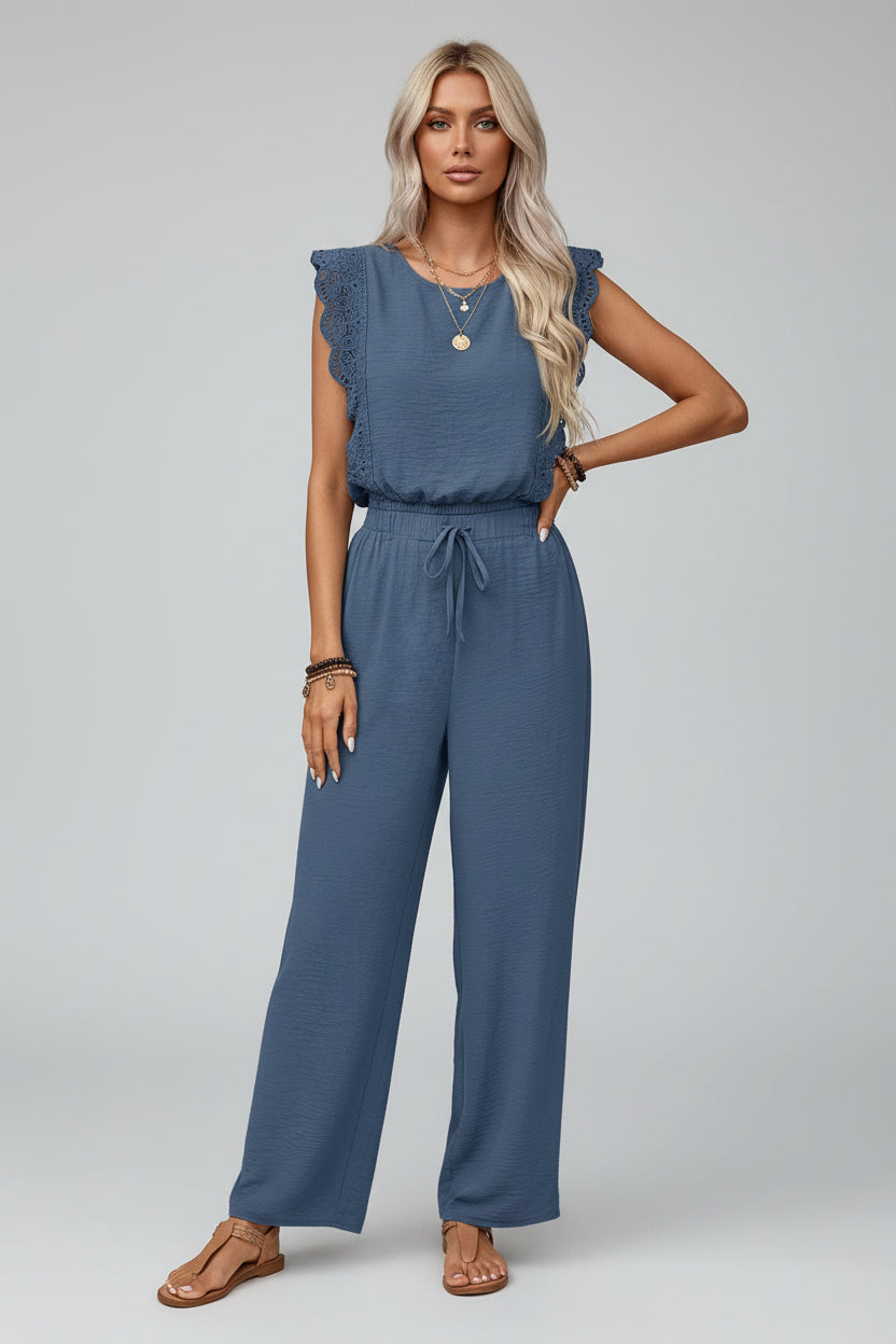Elegante Set Dames Kantdetails Blouse en Broek | Céleste