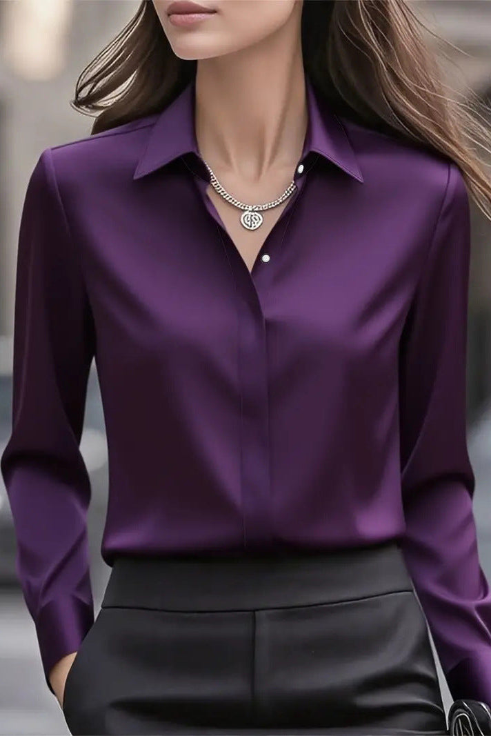 Elegante Zijden Blouse met Klassieke Kraag Dames | Tijdloos | Vivienne