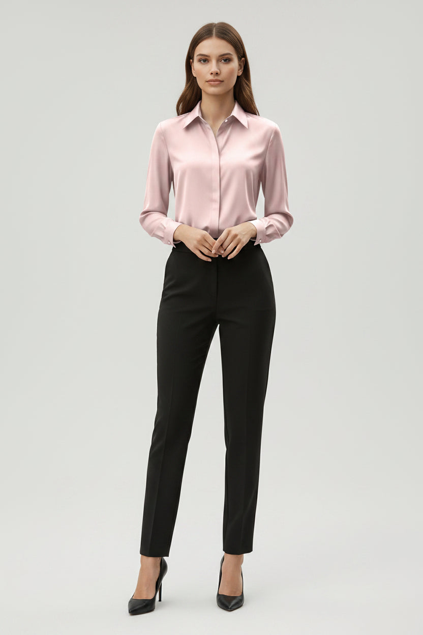Elegante Zijden Blouse met Klassieke Kraag Dames | Tijdloos | Vivienne