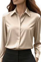Elegante Zijden Blouse met Klassieke Kraag Dames | Tijdloos | Vivienne