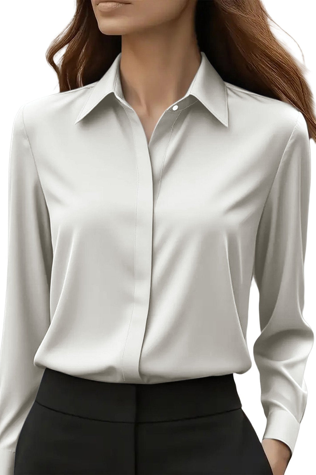 Elegante Zijden Blouse met Klassieke Kraag Dames | Tijdloos | Vivienne