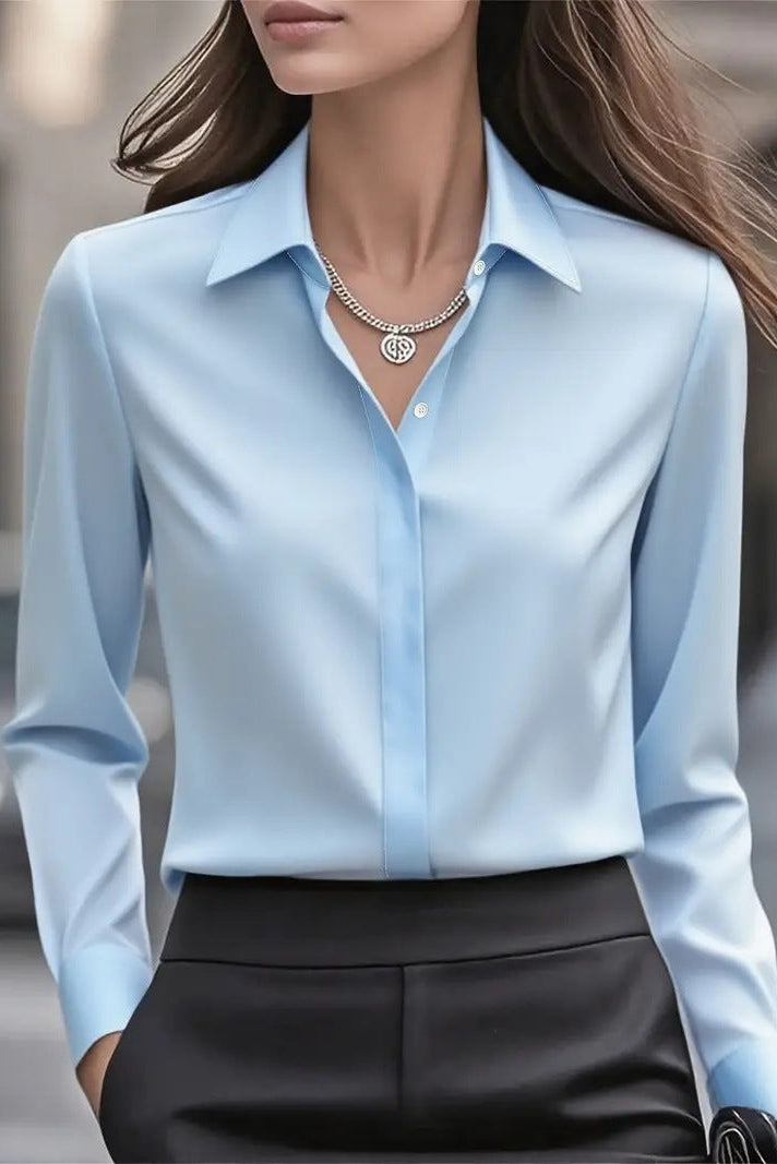 Elegante Zijden Blouse met Klassieke Kraag Dames | Tijdloos | Vivienne