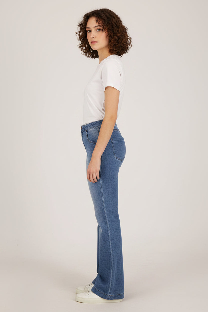 Flare Denim Broek Dames Casual Elegant | Ida