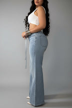 Flared Jeans Dames Strass Hoge Taille Glamour | Gloire