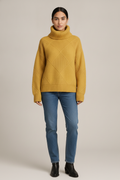 Coltrui Dames met Ruitpatroon – Oversized Gebreide Trui — Cassia – Geel – vooraanzicht