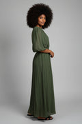 Geplisseerde Jumpsuit Dames Khaki Elastische Band | Kaia